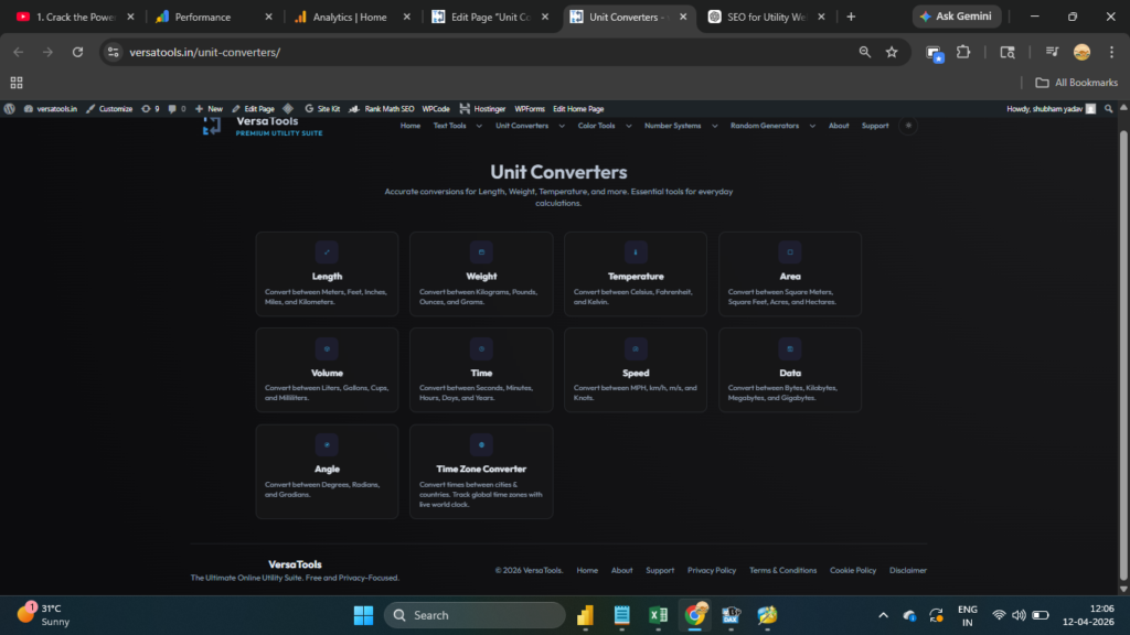 unit converter tools online dashboard